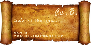 Csáki Benignusz névjegykártya